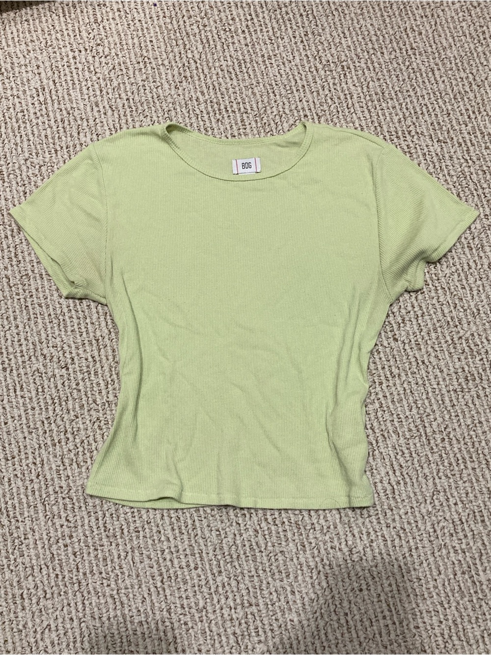 BDG Light Lime Ribbed Short Sleeve Tee